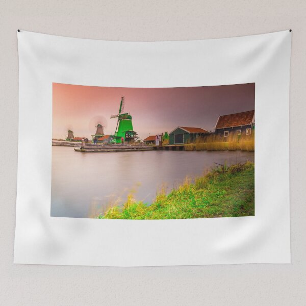Item preview, Windmills of Zaanse Schans canvas wall art designed and sold by mangeshbhagat.