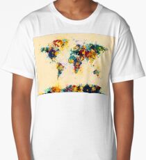 World Map Paint Splashes Long T-Shirt