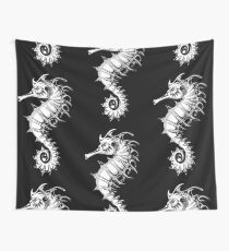 Sea horse black and white Wall Tapestry