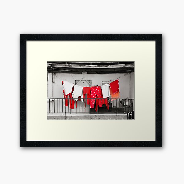 Red laundry Framed Art Print