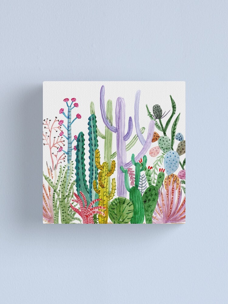 Alternate view of Watercolor Cacti Canvas Print