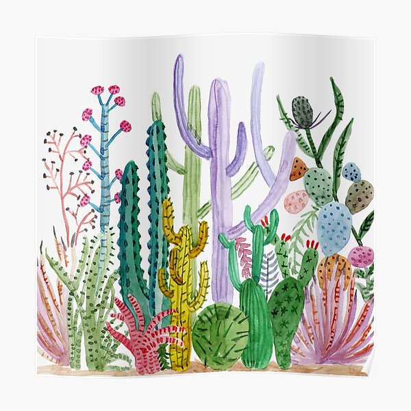 Watercolor Cacti Poster