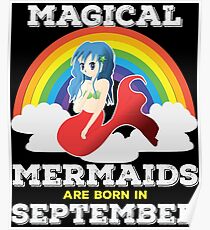 Póster Diseño de cumpleaños de septiembre: las sirenas mágicas nacen en septiembre