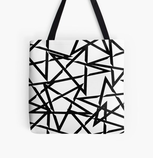 Interlocking Black Star Polygon Shape Design Tote Bag by taiche