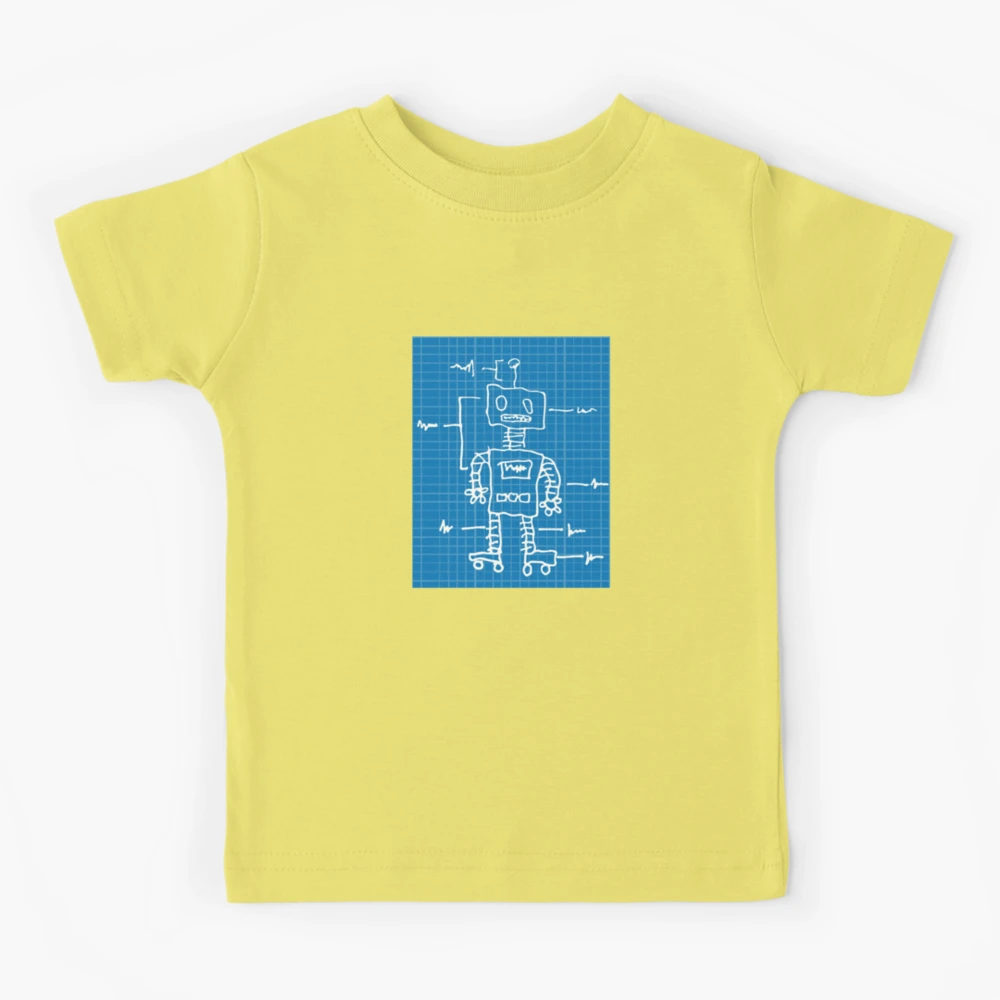 Robot T-Shirt Cool Blueprint Design Gift Tee For Kids Robot T-Shirt Cool Blueprint Design Gift Tee For Kids