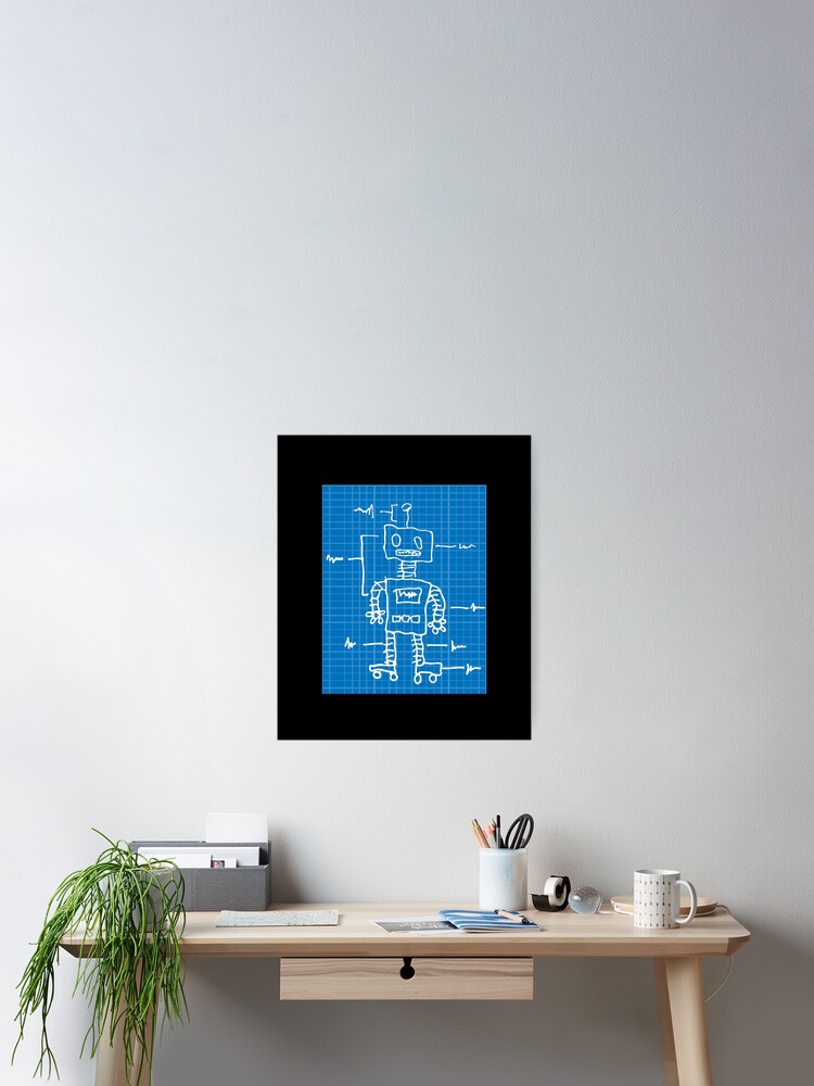 Robot T-Shirt Cool Blueprint Design Gift Tee For Kids Robot T-Shirt Cool Blueprint Design Gift Tee For Kids