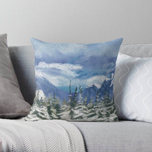 Mounts Chester and James Walker in the snow Throw Pillow