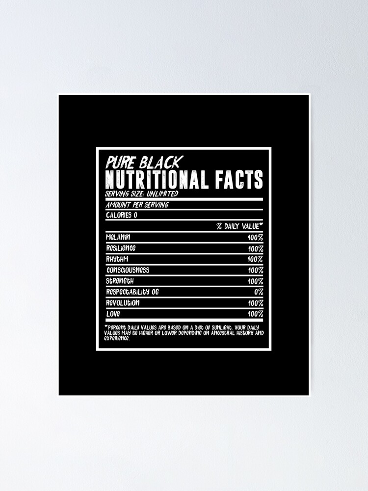 Black Pride Pure Black Nutritional Facts T-Shirt