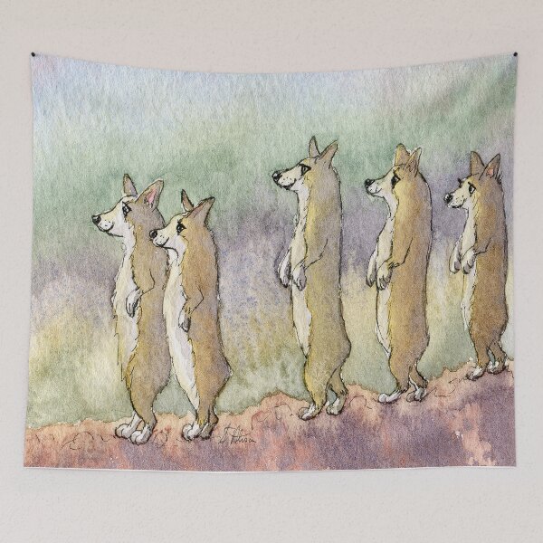 Item preview, Meercat moment! Corgi dogs on the lookout designed and sold by SusanAlisonArt.