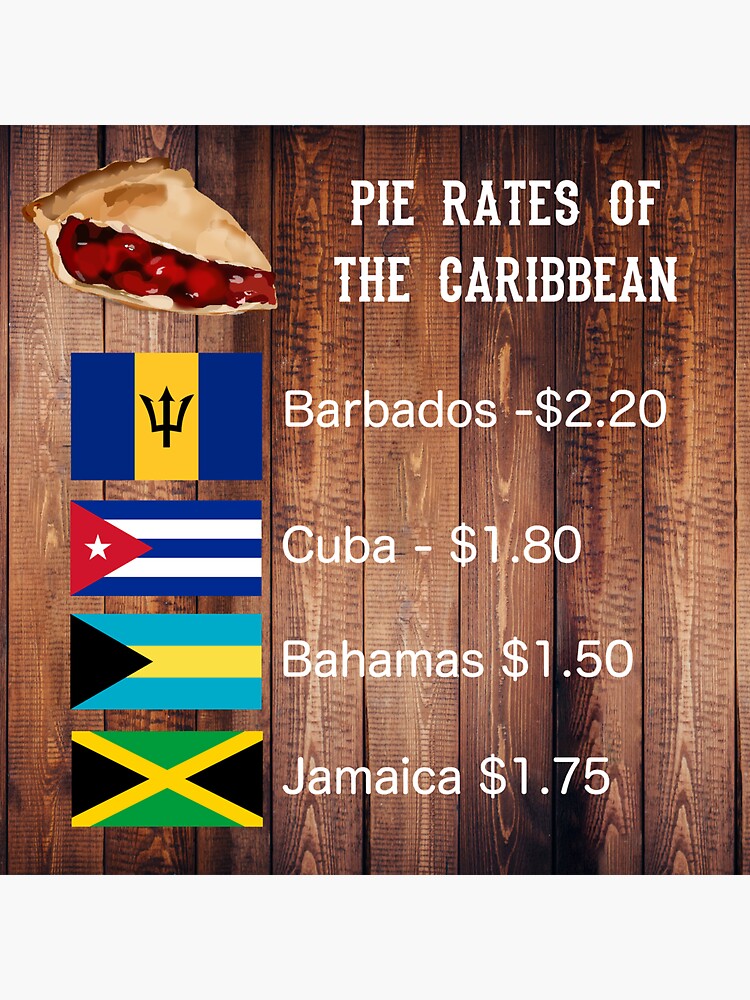 "Pie Rates of the Caribbean with wood background " Sticker for Sale by