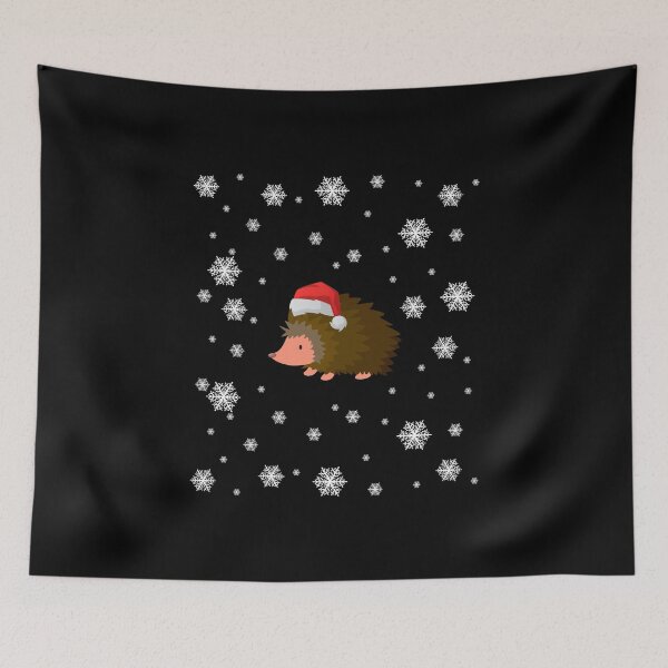 Item preview, Cute Hedgehog Santa Hat Falling Snowflakes designed and sold by LarkDesigns.