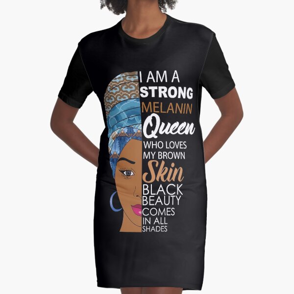 Strong Black Melanin Queen Graphic T-Shirt Dress