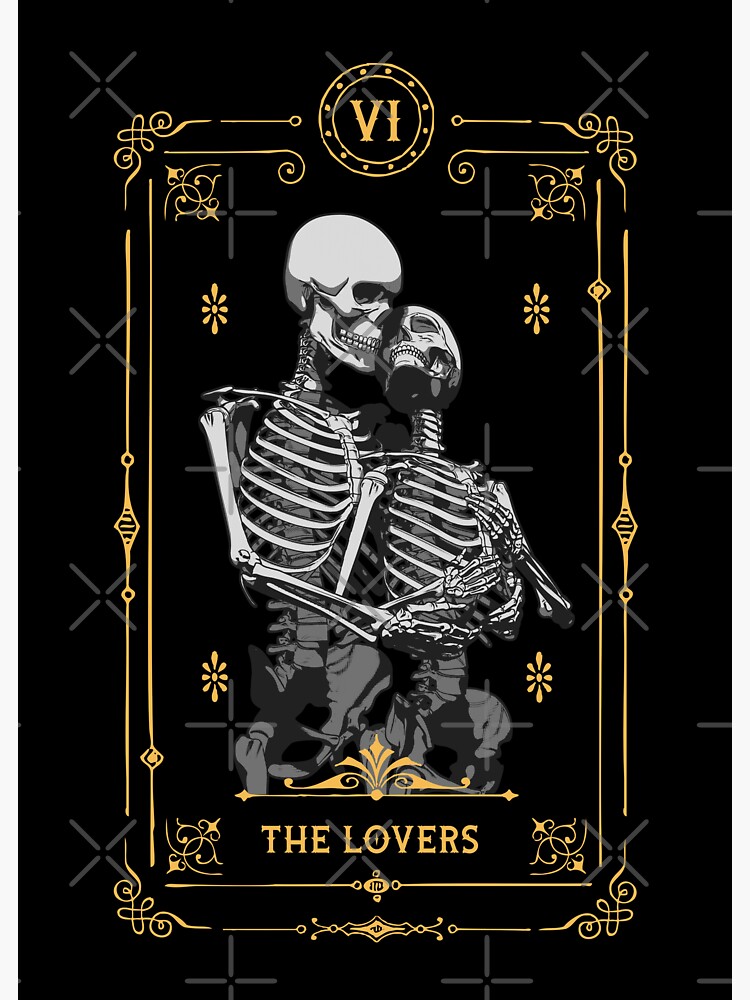 La carte de tarot des amoureux Squelette gothique occulte' Sticker