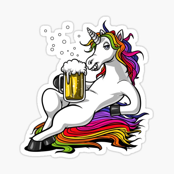 Pegatina Fiesta De Cerveza Unicornio De Underheaven Redbubble