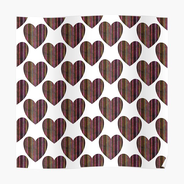Illustrations of decorative hearts.Graphics of love. Poster