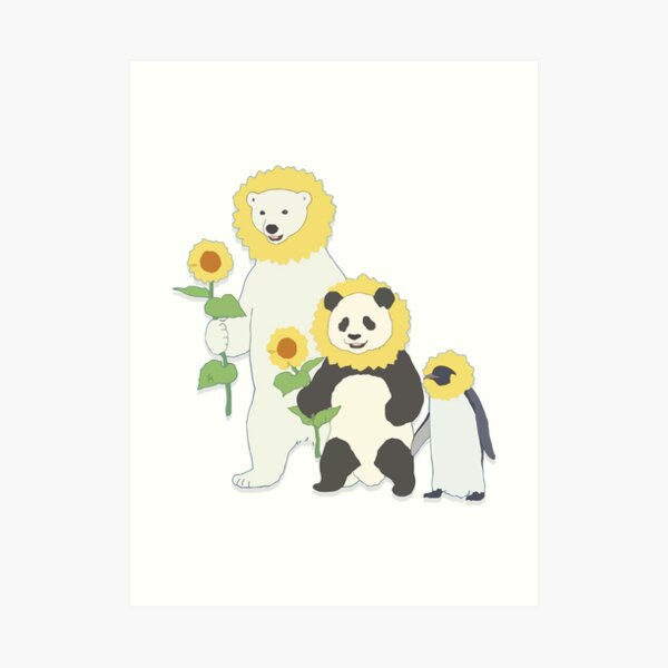 Shirokuma Cafe Panda, Penguin, Polar Bear: Sunflower Edition Art Print
