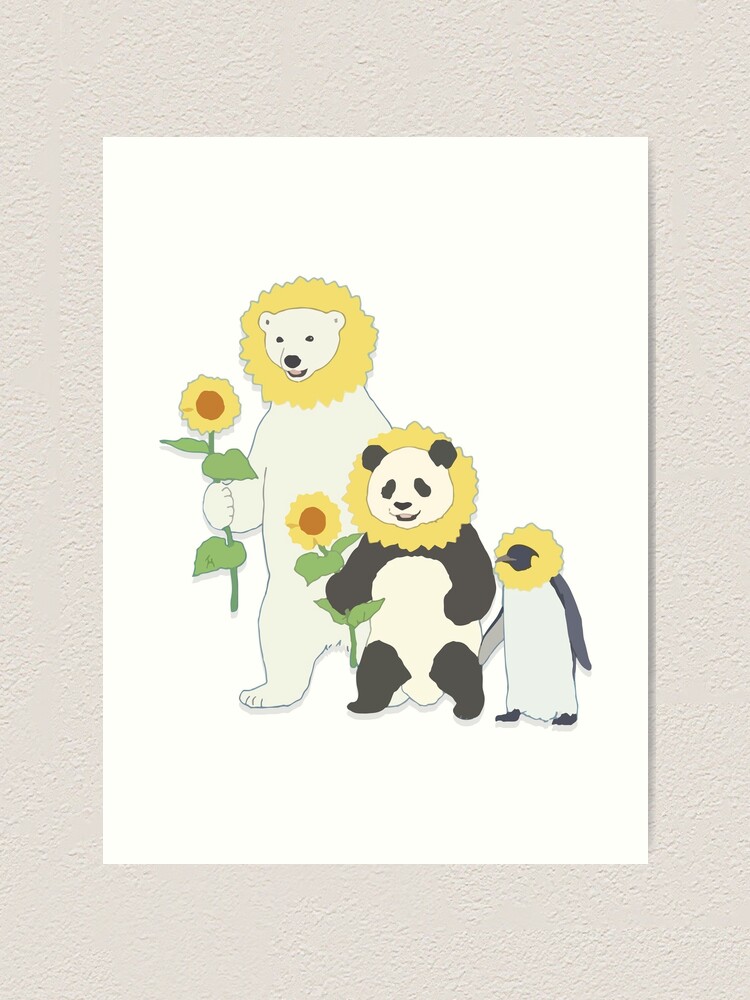 Shirokuma Cafe Panda Penguin Polar Bear Sunflower Edition Art Print By Haytim Redbubble