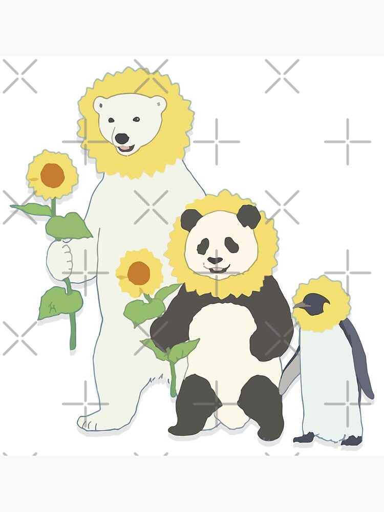 Shirokuma Cafe Panda Penguin Polar Bear Sunflower Edition Greeting Card By Haytim Redbubble