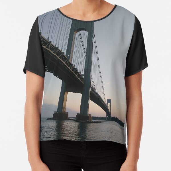 New York, New York City, Brooklyn, #NewYork, #NewYorkCity, #Brooklyn, Verrazano-Narrows Bridge, #VerrazanoNarrowsBridge, #VerrazanoBridge, #bridge, #Verrazano, #Narrows, Verrazano-Narrows Bridge Chiffon Top