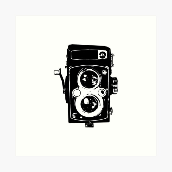 Big Vintage Camera Love - Black (White Background) Art Print