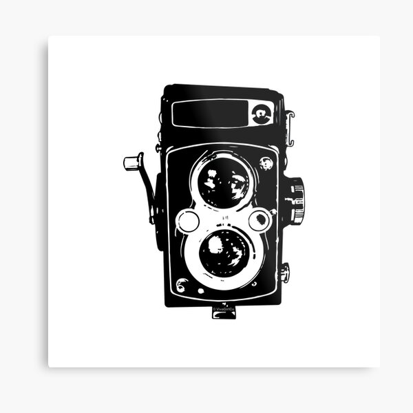 Big Vintage Camera Love - Black (White Background) Metal Print