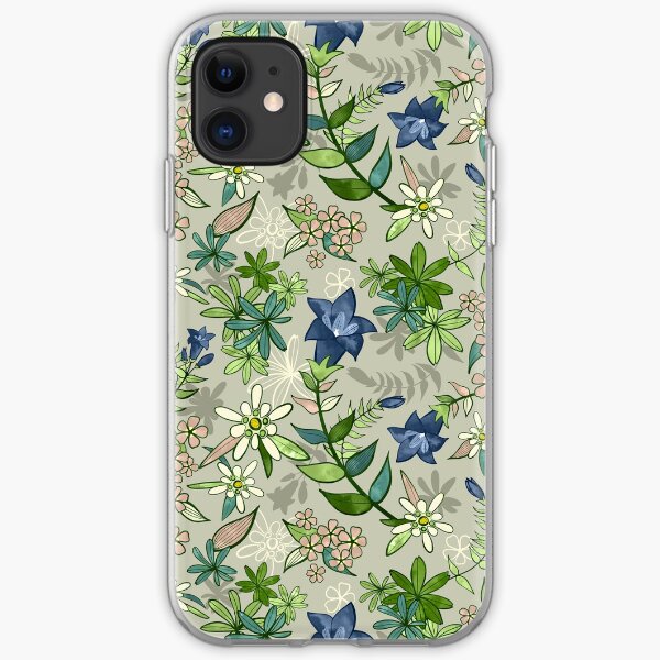 Alpine Flowers - Gentian, Edelweiss iPhone Soft Case