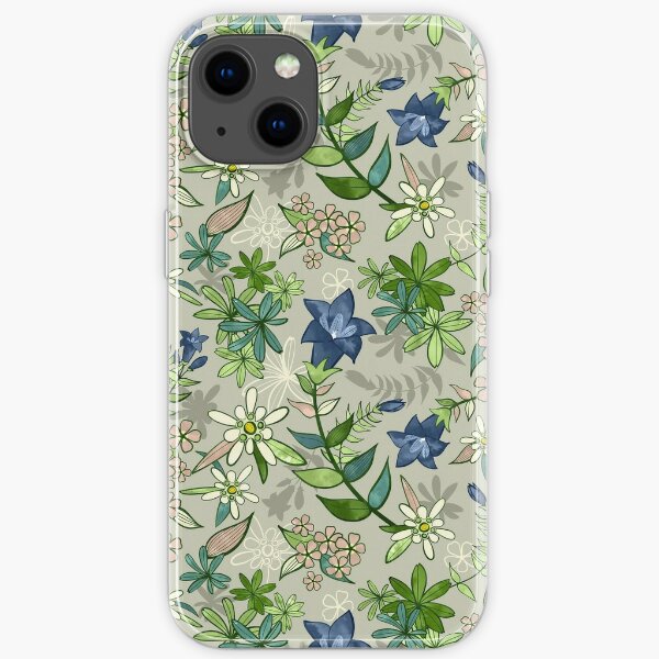 Alpine Flowers - Gentian, Edelweiss iPhone Soft Case