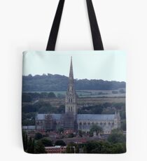 Salisbury Cathedral in the distance Tote Bag