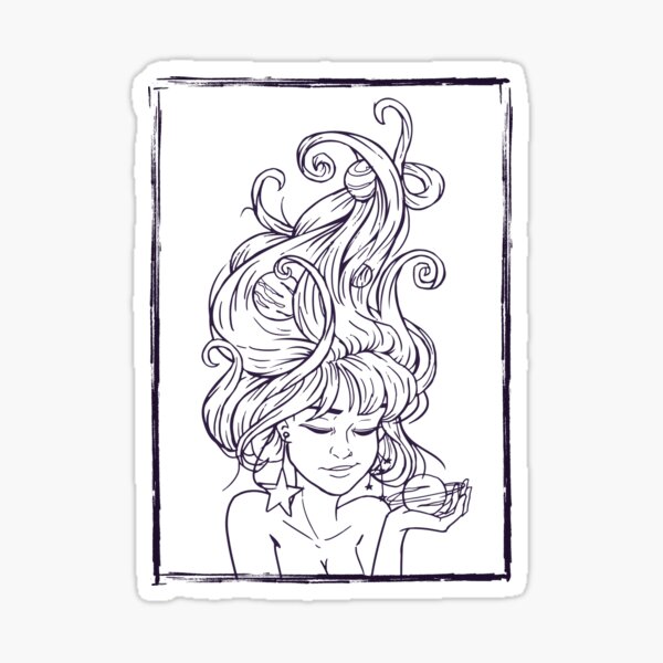 Galaxy Gal - lineart Sticker