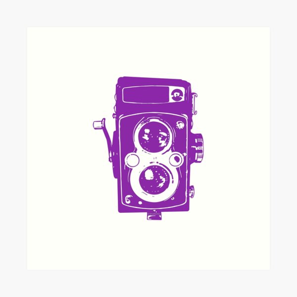 Big Vintage Camera Love - Purple Art Print