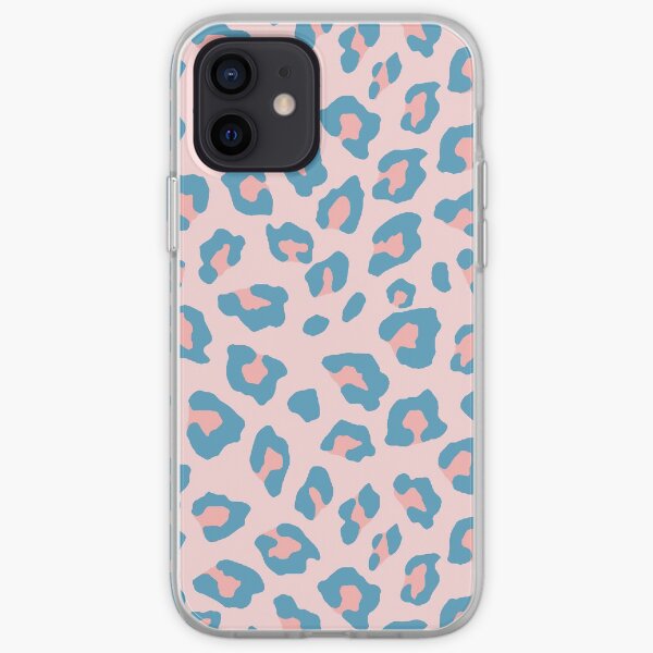 Estampado de leopardo - Azul melocotón Funda blanda para iPhone