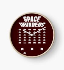 Invaders From Space 8bit Retro Video Game Pixel Alien Invasion T Shirt, tshirt, tee, jersey, poster, artwork Clock