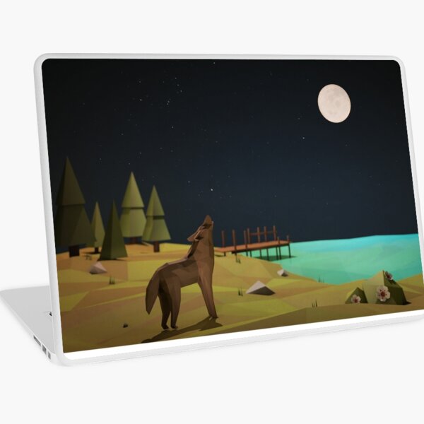 Geometric Night Wolf Laptop Skin