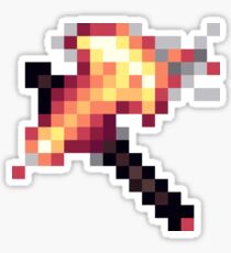Pixel Burning Axe Sticker