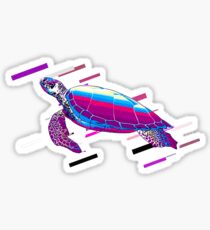 Pegatina Sea turtle turtle Eighties Retro Violet and Purple