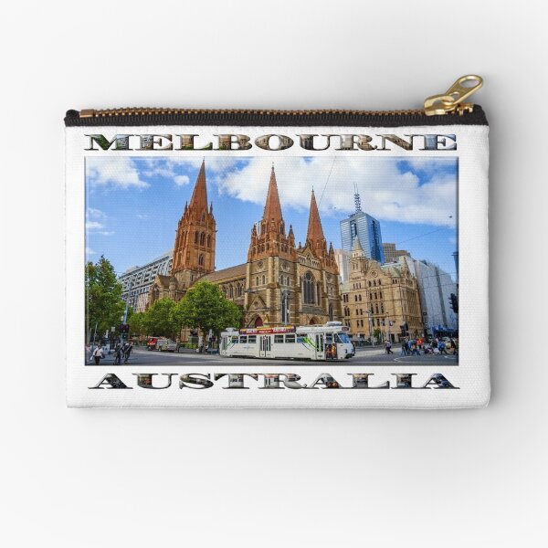 Downtown Melbourne (poster on white) Zipper Pouch