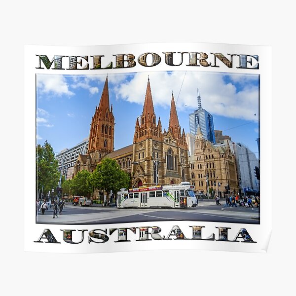 Downtown Melbourne (poster on white) Poster