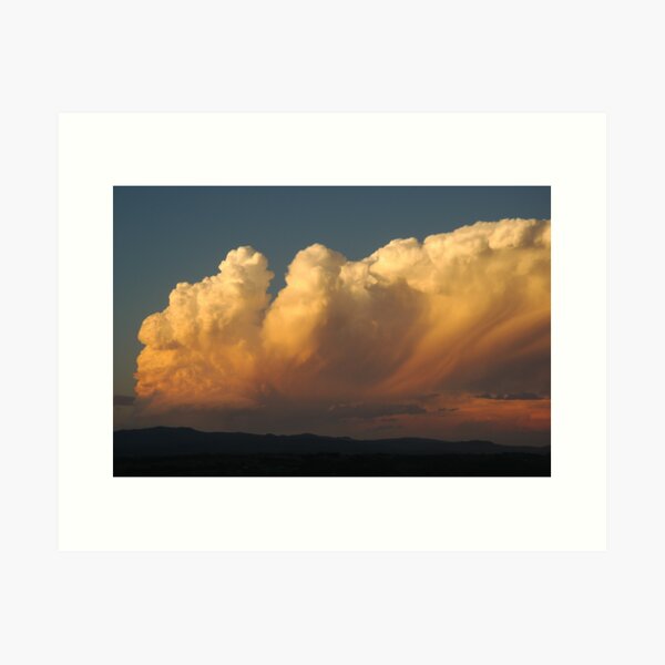 Sunset lit thunderstorm over the Nightcap Ranges Art Print