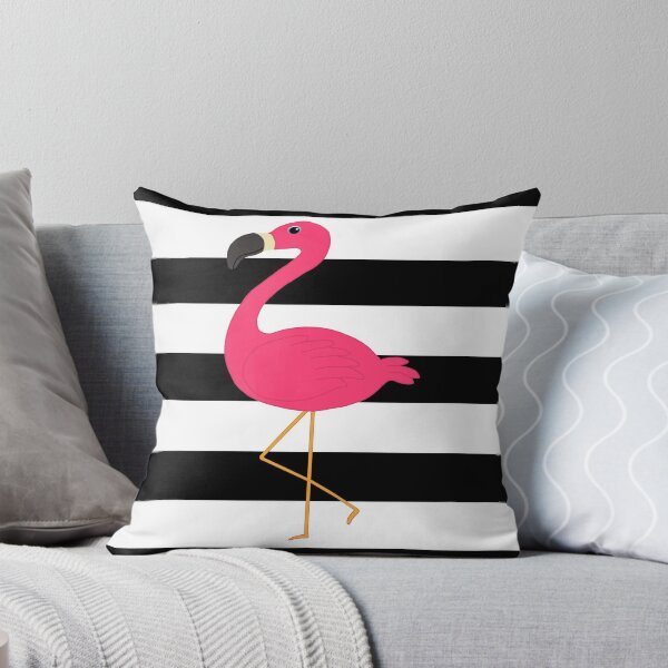 Item preview, Black & White Striped Pink Flamingo designed and sold by BeachBumFamily.