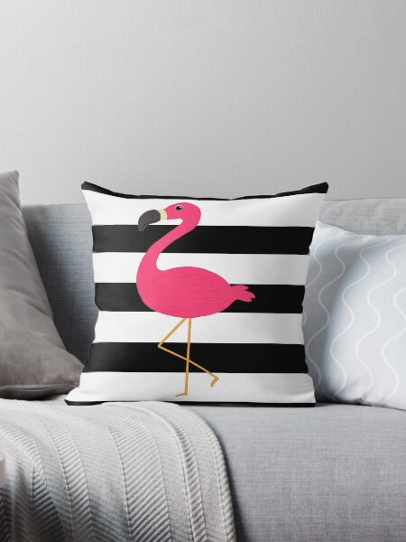 Aperçu de l'œuvre Flamant rose à rayures noires et blanches créée et vendue par BeachBumFamily.