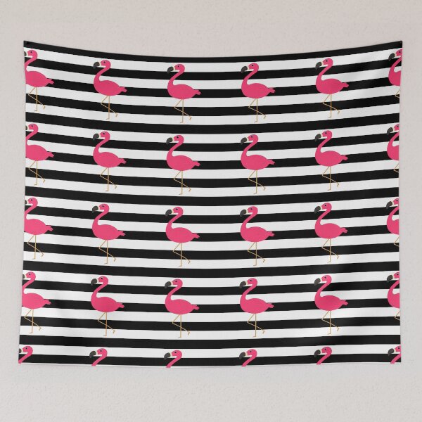 Item preview, Black & White Striped Pink Flamingo designed and sold by BeachBumFamily.