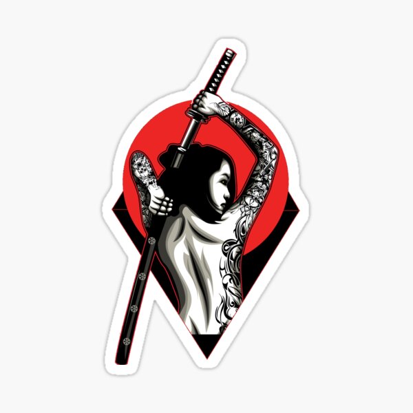 Femme samouraï avec tatouage Sticker