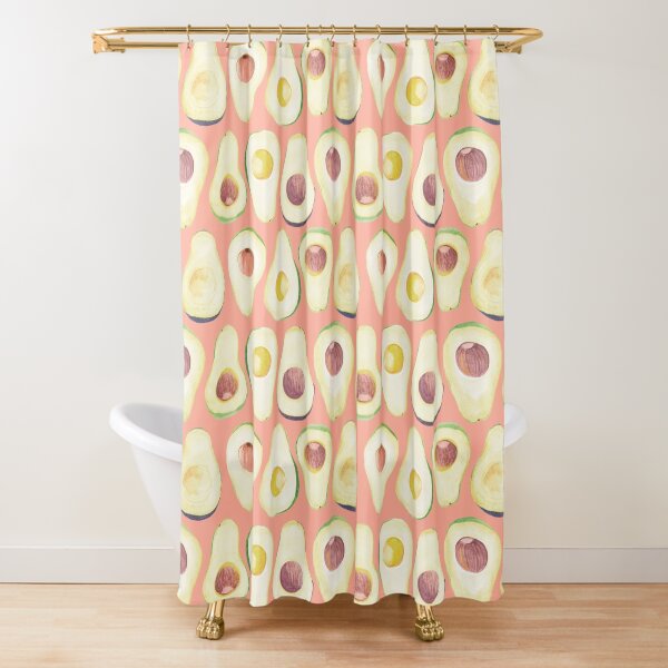 Watercolor Avocado pattern in pink Shower Curtain
