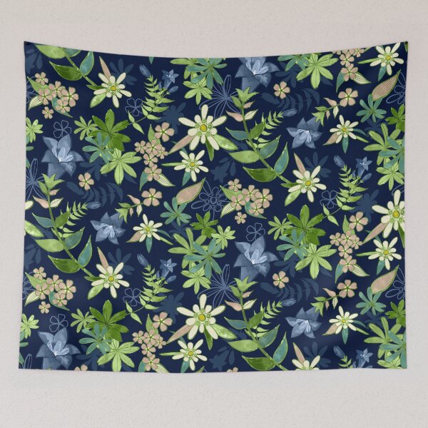 Item preview, Alpine Flowers Blue - Gentian, Edelweiss designed and sold by Markéta Stengl.