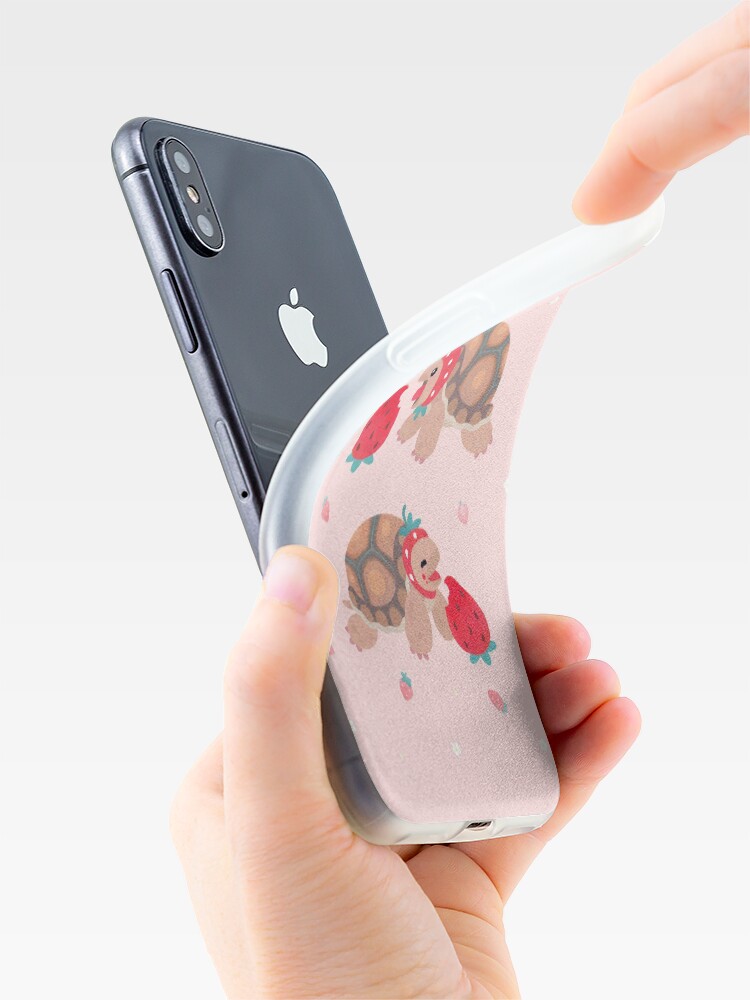 Alternate view of Tortoises love strawberries iPhone Case