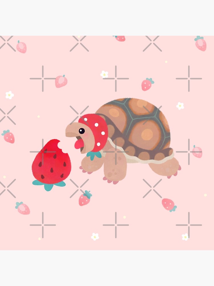 Thumbnail 4 of 4, Pillow, Tortoises love strawberries designed and sold by pikaole.