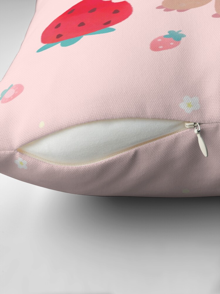 Thumbnail 2 of 4, Pillow, Tortoises love strawberries designed and sold by pikaole.