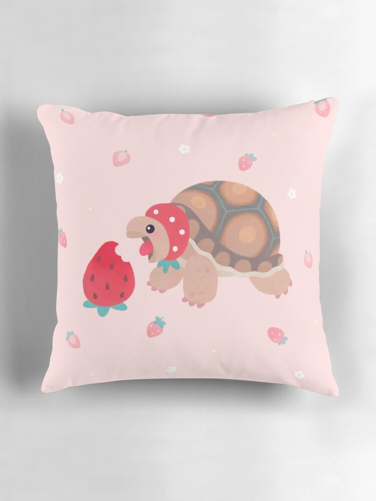 Thumbnail 3 of 4, Pillow, Tortoises love strawberries designed and sold by pikaole.