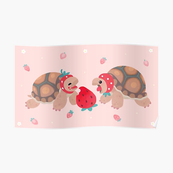 Tortoises love strawberries Poster