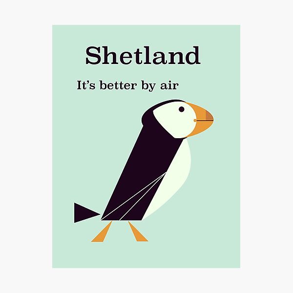 Shetland Puffin Vintage travel poster. Photographic Print